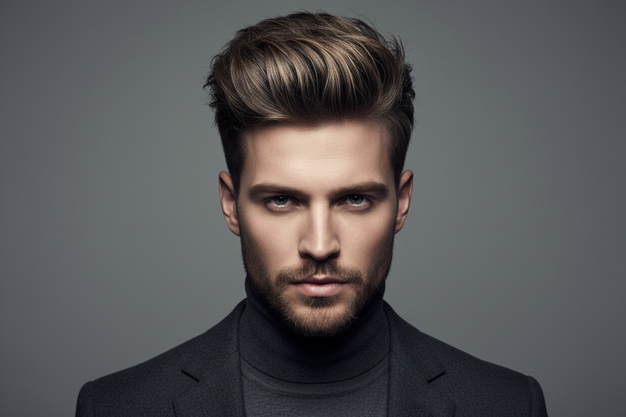 styled hair in male model