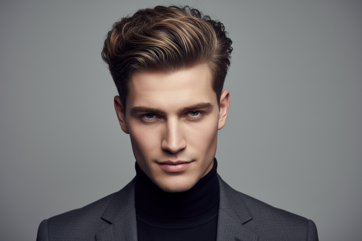 styled hair in male model